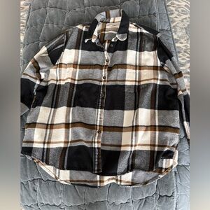 Madewell Checkered Flannel Shirt in Black, White, and Brown